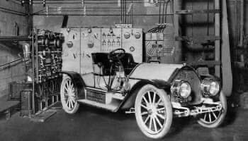 Electric cars pictured charging back in 1917. 

How did we lose this technology, to then reinvent it in 100 years later?