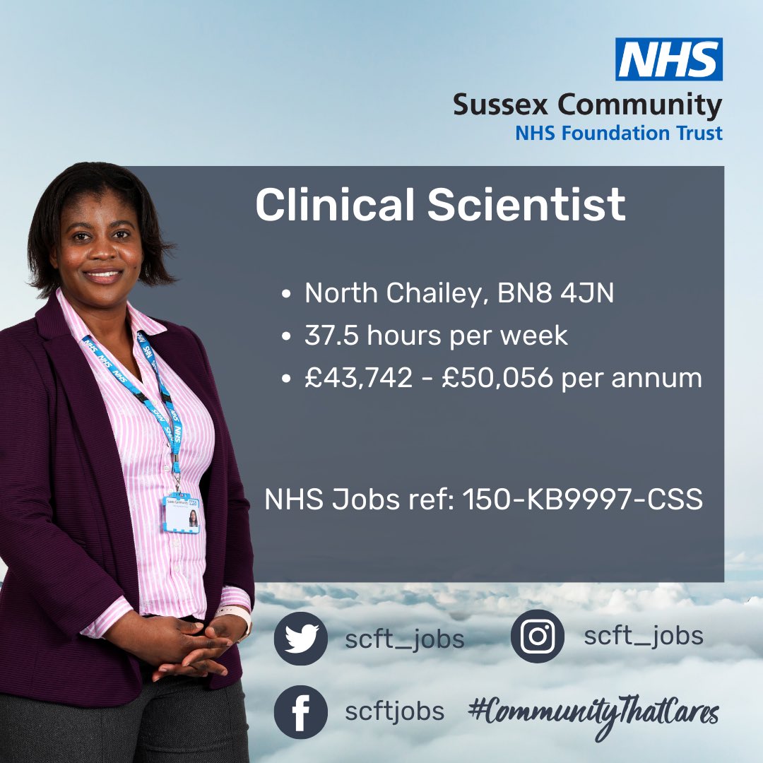 An exciting opportunity has arisen for a Clinical Scientist within the Specialist Paediatrics Rehabilitation Engineering and the Specialised Augmentative and Alternative Communication Service in #Chailey.
 
Head over to bit.ly/CS-Apr24 to apply via #NHSJobs.
 #SCFT #NHS