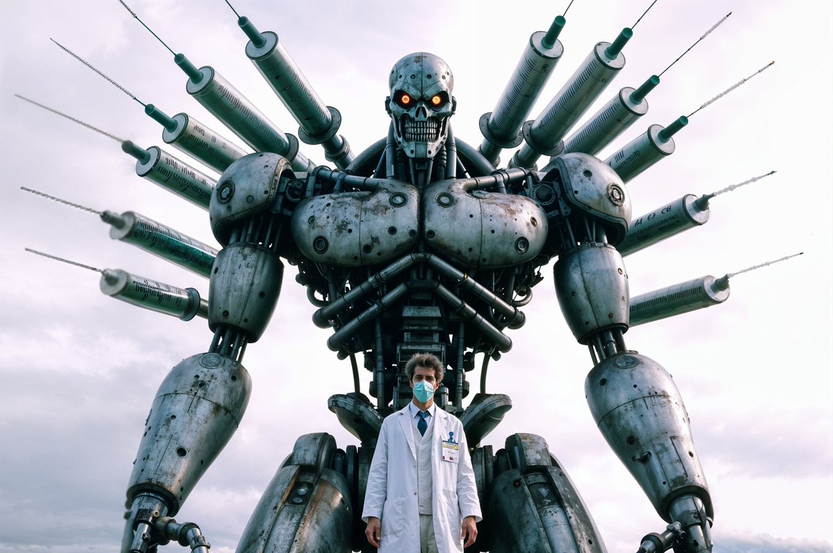 Dr Jaroslav Beneš of UC Borehamwood poses with a newly unveiled campus statue dedicated to the brave pharmaceutical lab technicians who pushed through vaccines during the COVID pandemic.