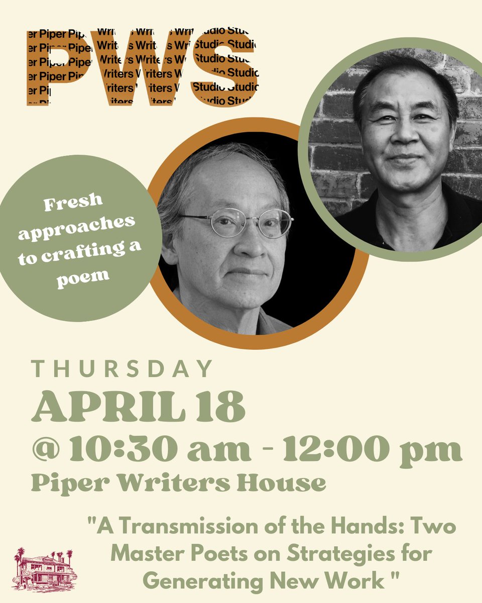 Today Phoenix is your lucky day. You can still sign up (if you do it fast) for Arthur Sze and Wang Jiaxin. Poets! Poetry Month! Class at 10:30 am; free reading at 4:30 pm. With @piper_center @asuEnglish @ASUSILC @phxculture @PhxLibrary