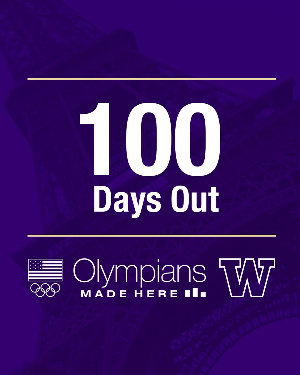 💯 days from today, Huskies will take on the world at the Paris Olympic Games. We can't wait to cheer them on from Seattle! #GoHuskies x #OlympiansMadeHere