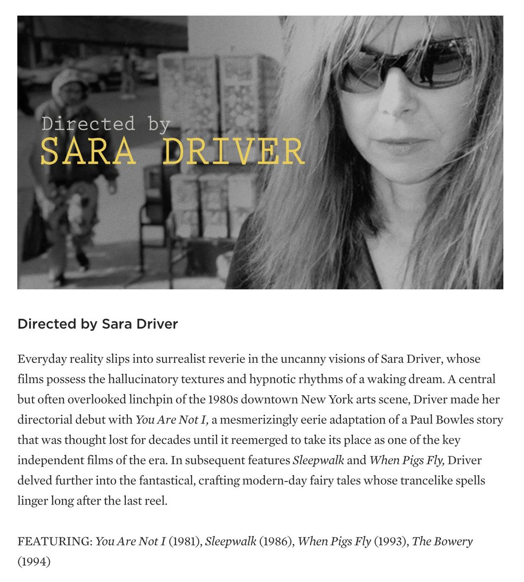 DIRECTED BY SARA DRIVER ✨ Coming to the Criterion Channel in May! criterion.com/current/posts/…
