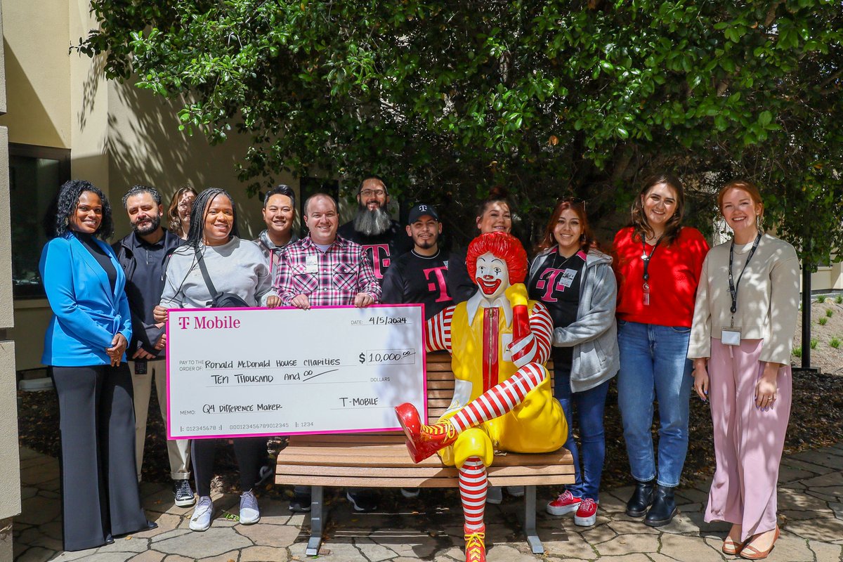 🎉 We're thrilled to announce that #RMHCBayArea is one of the proud recipients of the @TMobile Difference Maker Award! Thanks to T-Mobile's generous $10,000 donation, we can continue to make a difference in the lives of families facing medical crises. 🏠❤️ 

#KeepingFamiliesClose