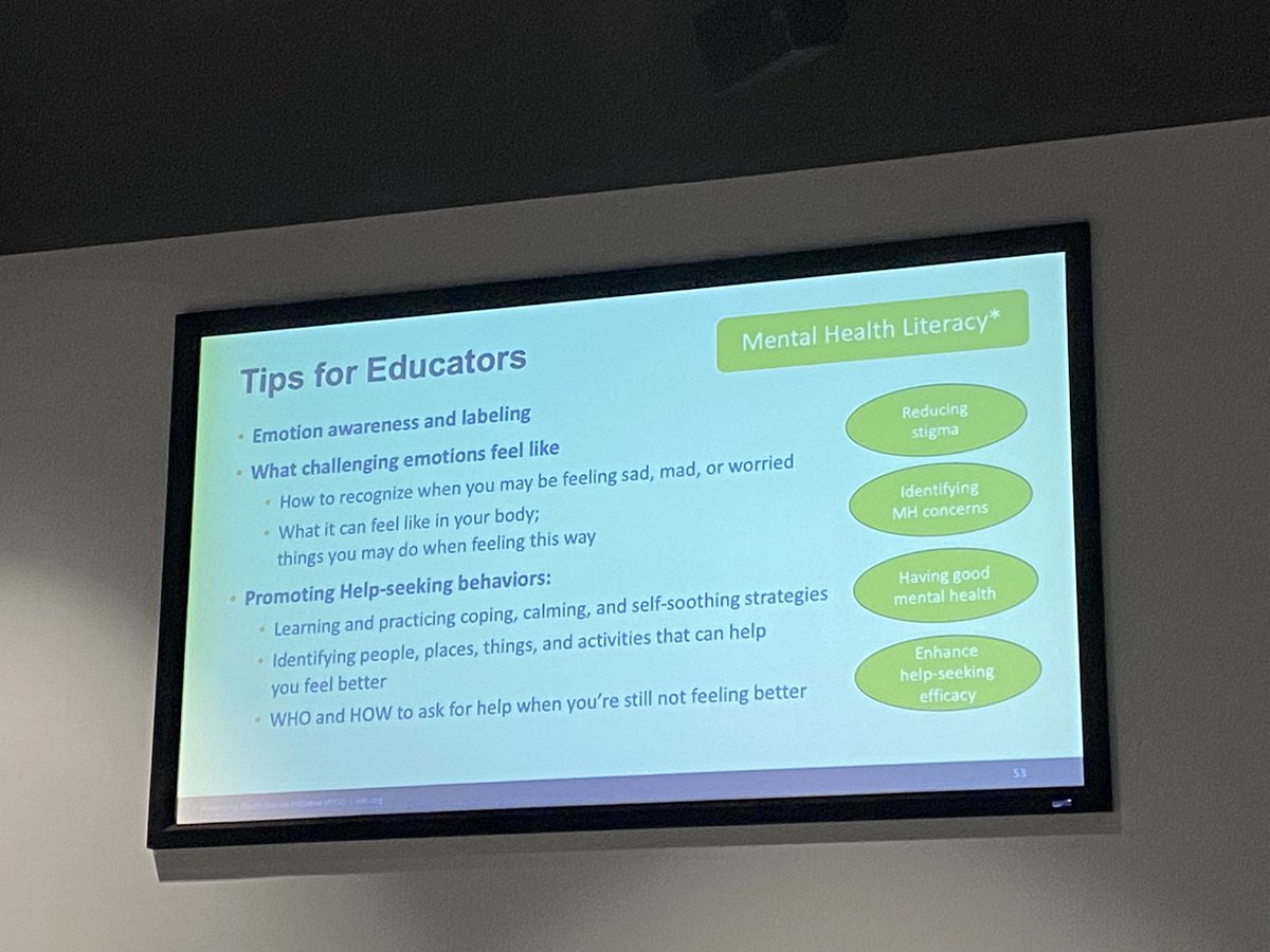 Goals for educators and how to talk to youth about mental health.   Thank You #PYSI planning team for this training.   @NCHSCares @EDCtweets #LSC_AEN