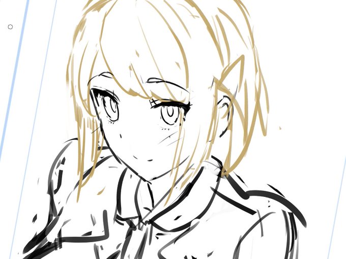 没カット。没というより、描きたいもの(アングルや構図)を形にして確かめるために…の試作を兼ねたラフ。 