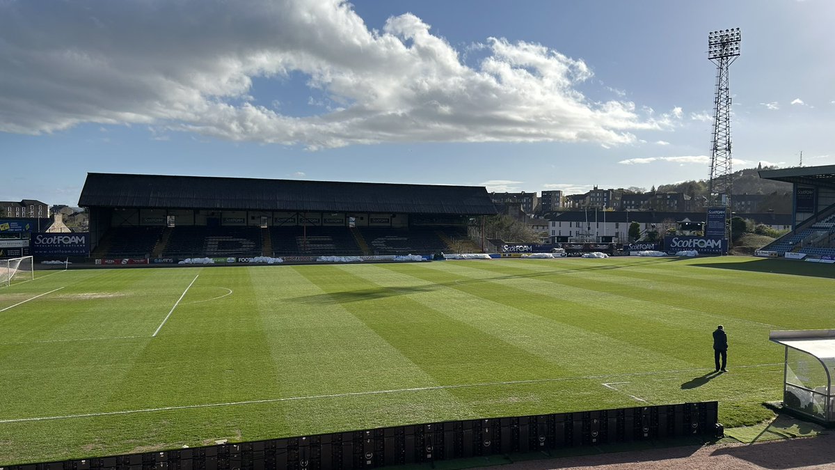 The Dens Park pitch looking much improved ahead of tonight’s match between Dundee and Rangers.