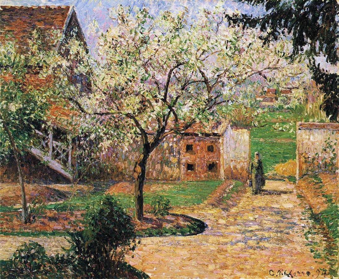Camille Pissarro (1830-1903) was a Danish-French Impressionist painter. Plum Trees in Blossom, Eragny 1894