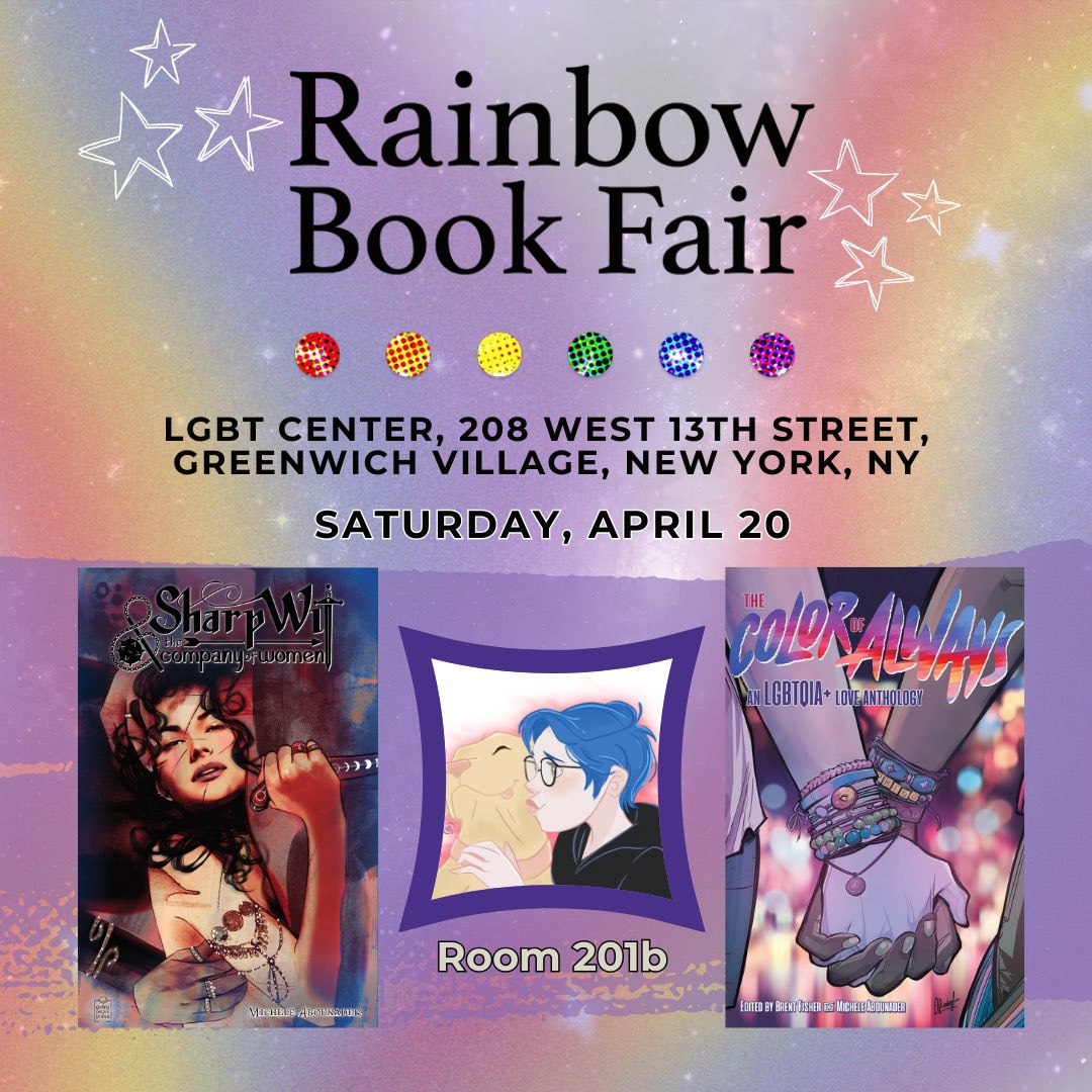 NYC! 💜 Come out to the Rainbow Book Fair this Saturday, April 20th! I’ll be there with books and anxiety! 🏳️‍🌈