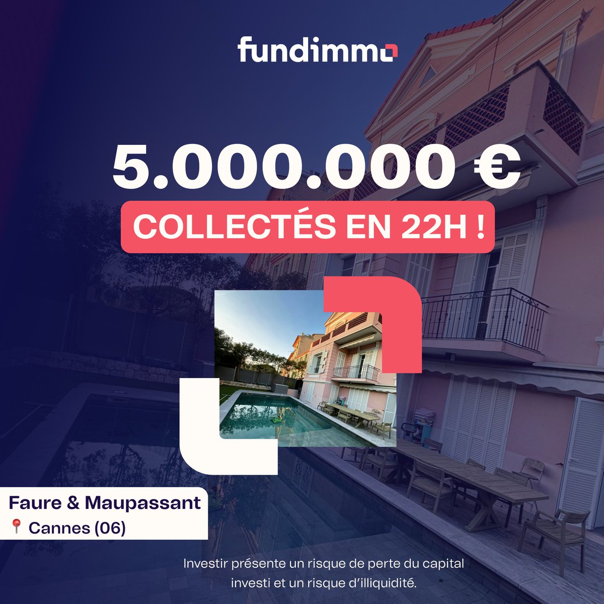 👏 Fundimmo clôture la collecte de 5M€ du projet Faure &amp; Maupassant en 22 heures !

Rappel: Bonus de rendement de 2%* offert aux nouveaux investisseurs sur leurs #investissements réalisés jusqu’au 15/07/24 !
Créez un compte: bit.ly/3Ujv4gG

* bit.ly/3Un0AKs