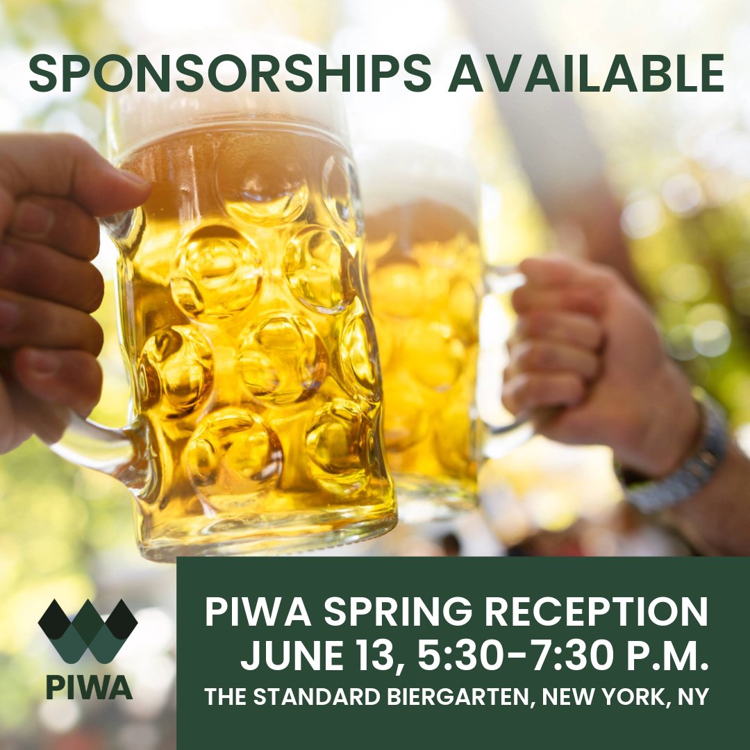 New York wholesalers, register now for the PIWA Spring Reception at The Standard Biergarten, High Line! Network with PIWA and Industry peers and enjoy German fare on the patio. 🥨 Sehr lecker! 🍺 Get tickets now—sponsorships are also available. 👉 loom.ly/c-e1lfw