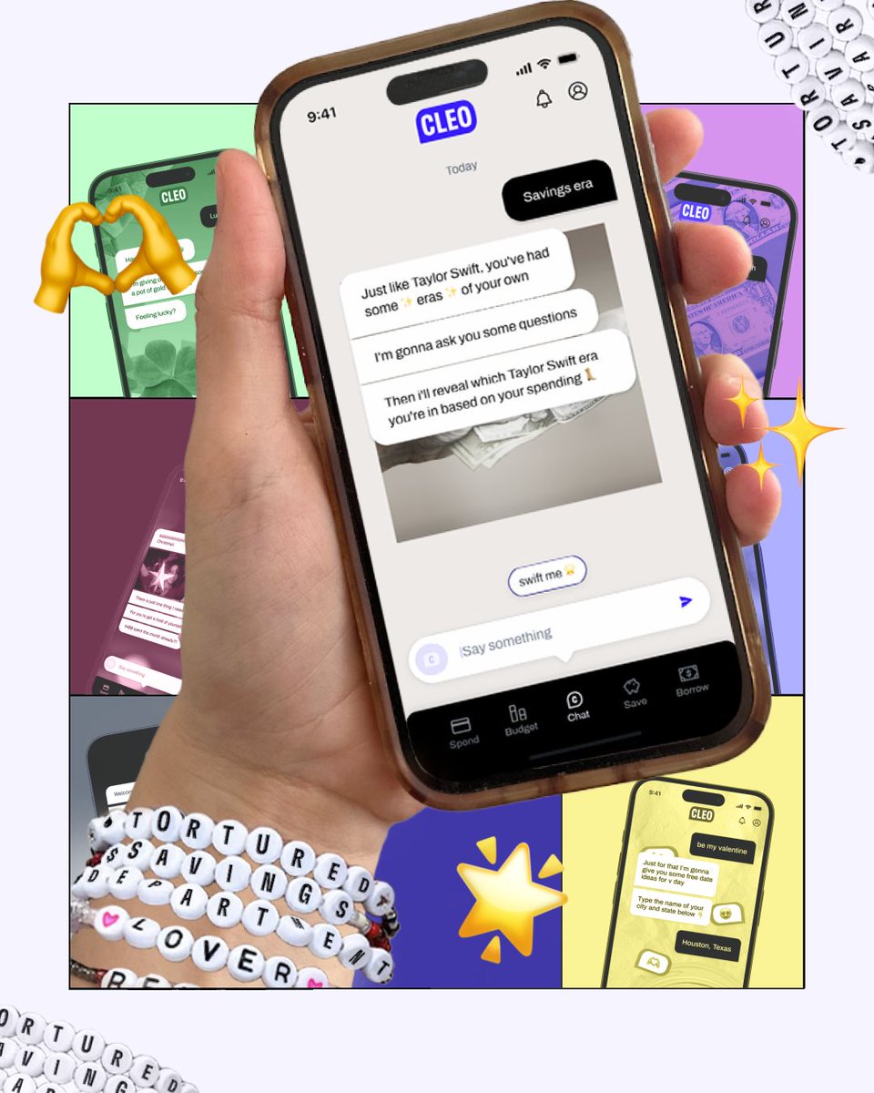meetcleo's tweet photo. when it comes to money, you spend it all too well 🫣

start saving (Cleo’s version) and win the chance for Cleo to *double* what you save 💌 

open the Cleo app and type “savings era” into chat to start ✨ check our bio for t+c's https://t.co/mmSU3HHQPP