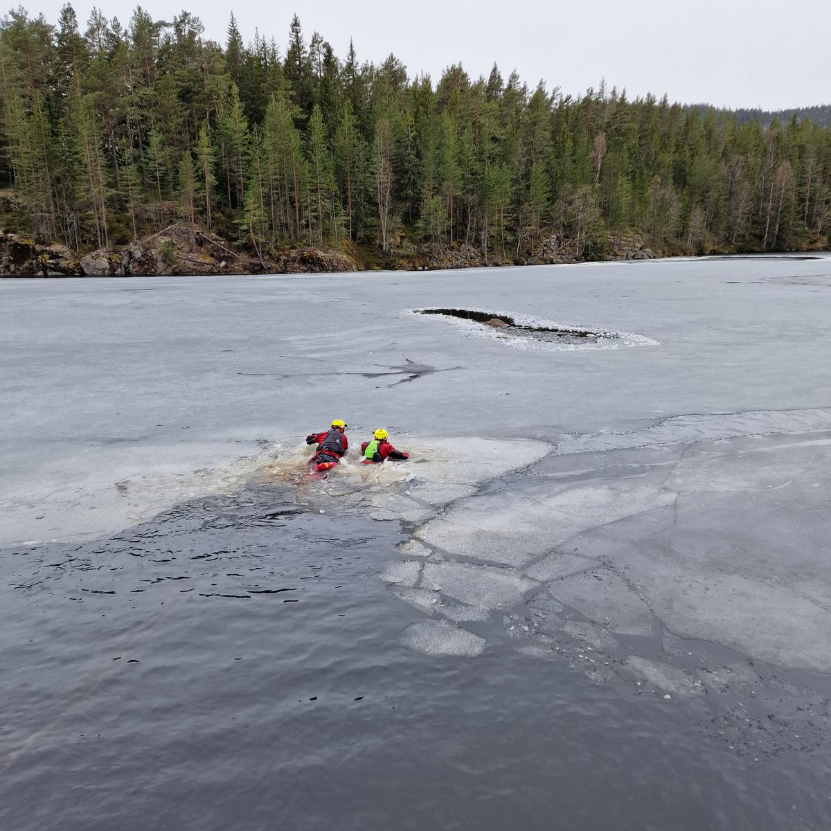 Redningsdykkerene våre har i dag vært ute å bistått viltnemnda med en elg som hadde gått igjennom isen.
God trening og erfaring for våre mannskaper.
