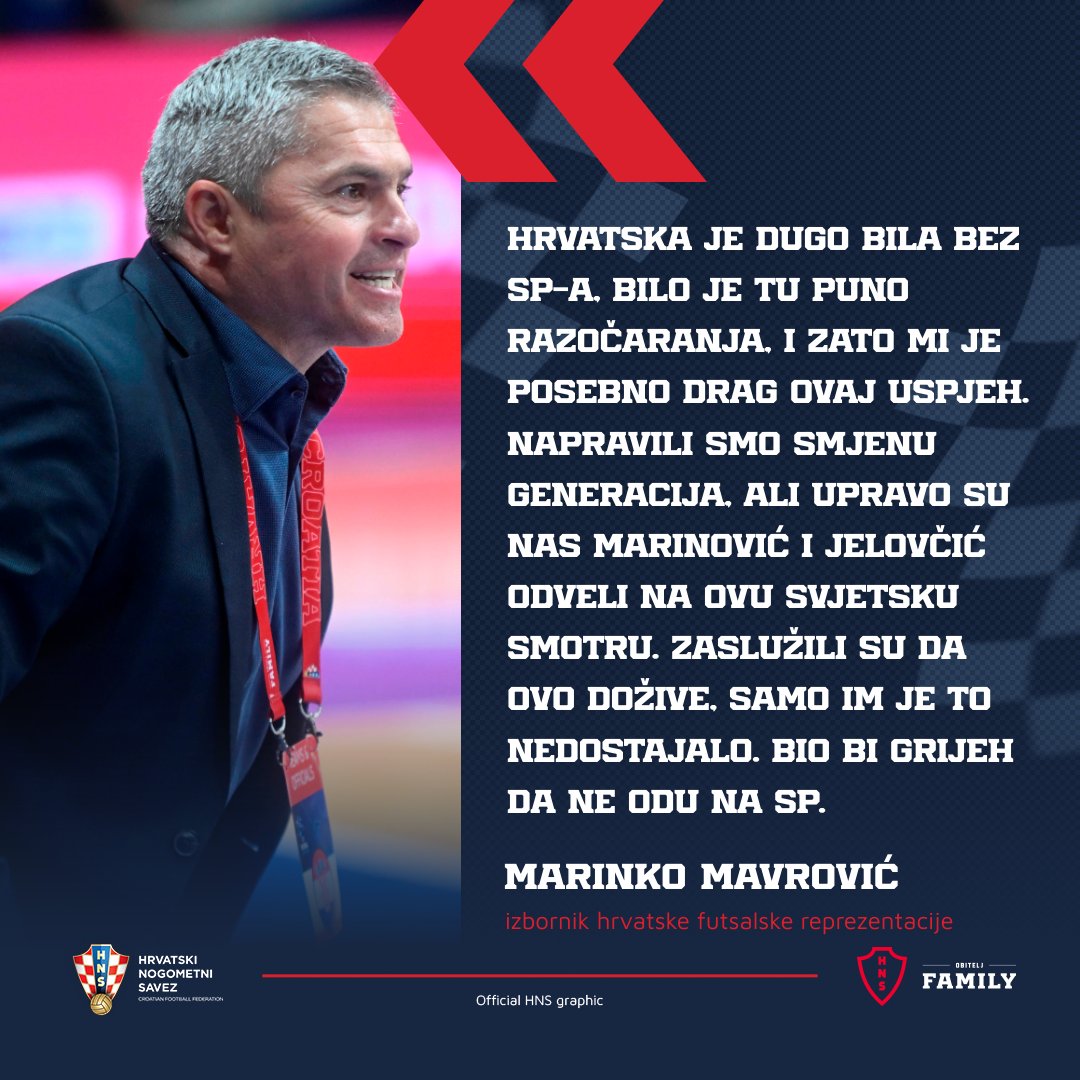 🎙️ Izbornik Marinko Mavrović nakon plasmana Hrvatske na #FutsalWC 🌍 #Obitelj