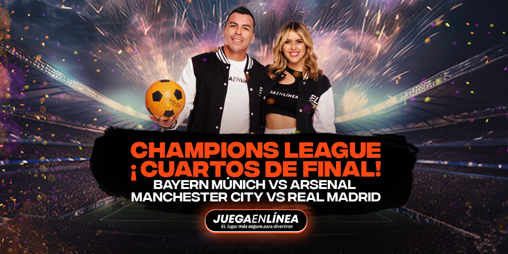 Día de cuartos en la #ChampionsLeague y los equipos están listos para el #matchday Bayern Munich VS Arsenal → 15:00 hrs. Manchester City VS Real Madrid → 15:00 hrs. ¿Cuáles son tus favoritos? 📲 Regístrate ahora en juegaenlinea.net #juegaenlineachile #championsleague