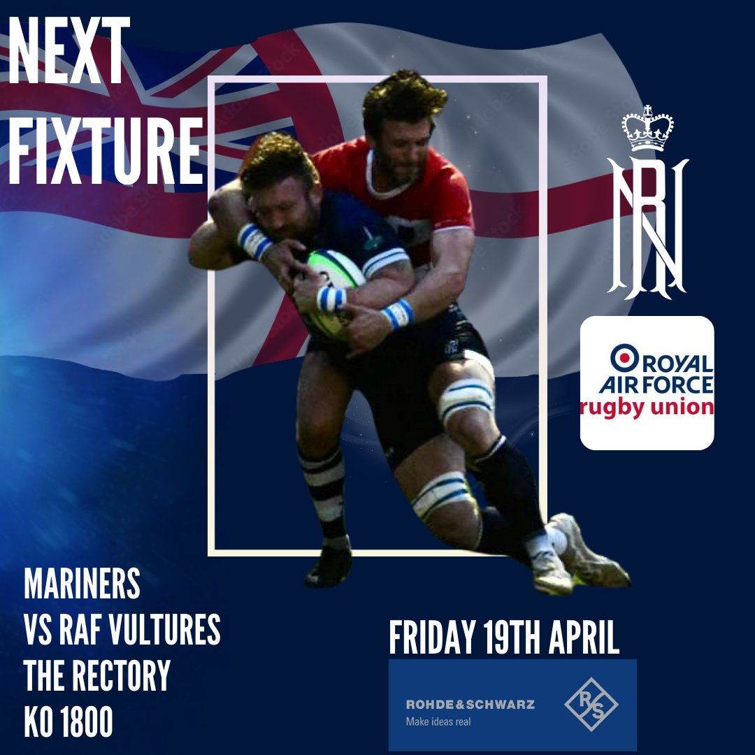 RNRugby's tweet photo. The #Mariners start the #InterServices on Friday against the RAF. A talented group of players with some quality new additions make this one of the strongest ever #NavyRugby Vets teams.

📅19 Apr
🕐 1800
🆚 RAF Rugby Union 
📍The Rectory

#NavyFit #Plymouth

📷 @CinnabarStudios https://t.co/qGYS2sRyRu