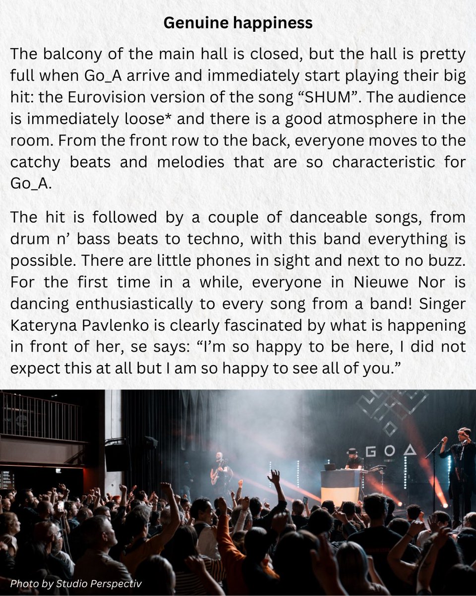 _Go_A_'s tweet photo. Here you can read how we kicked-off our spring tour in Heerlen! Stay tuned for more! 
Pssst! Grab your tickets to our Ukrainian Magic Tour 2024 in bio! See you see you! 
#go_a #go_a_band #shum #ukrainianmagic #ukrainainmusic #ukraine #eurovision #eurovisionsongcontest #eurovision2021 #eurovisionsongcontest2021 #monokate #tour #bandtour #music #elecronicmusic