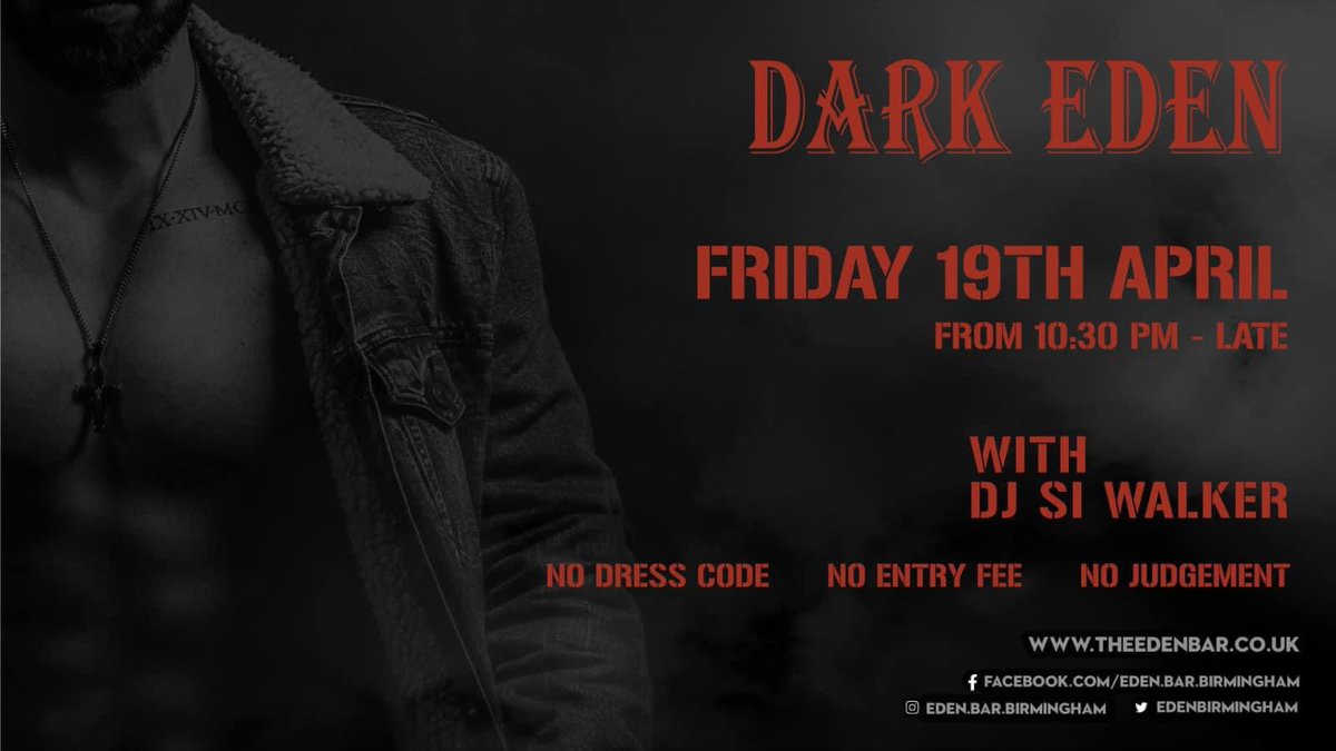 This Friday Dark Eden with birthday boy DJ @siwalker 
Free Entry 
Straight after MidsBears