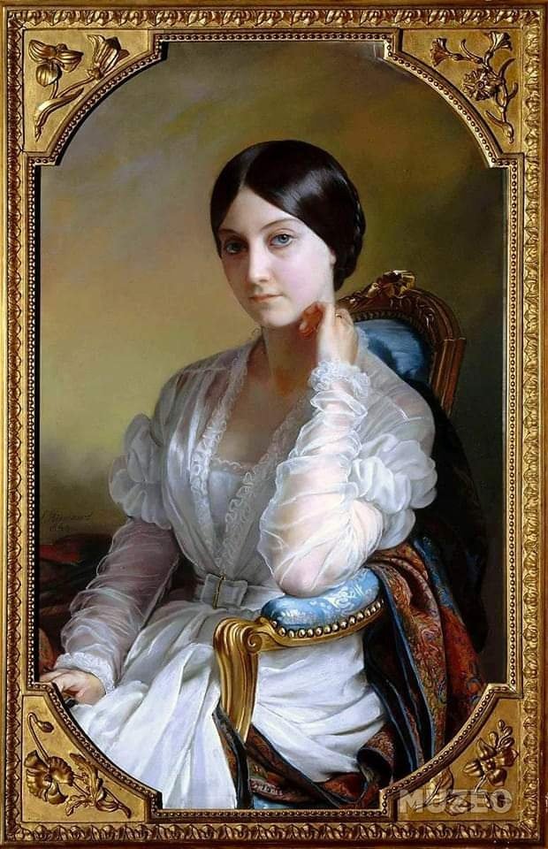 'Portrait of Madame LAURA RISENER' 1849
 Author: painter LEON RIESENER (1808-1878)