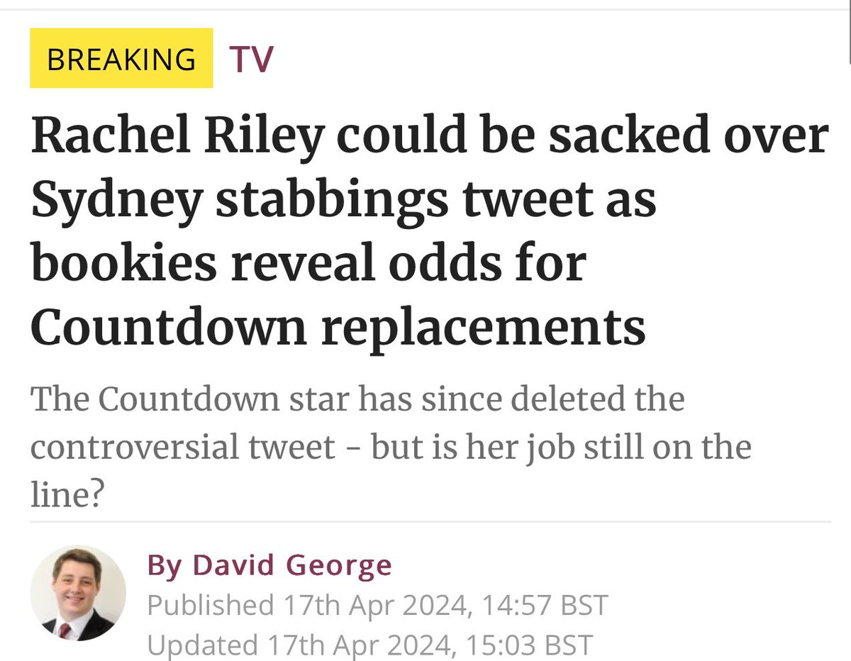 🚨 “Rachel Riley could be sacked over Sydney stabbings tweet as bookies reveal odds for Countdown replacements”