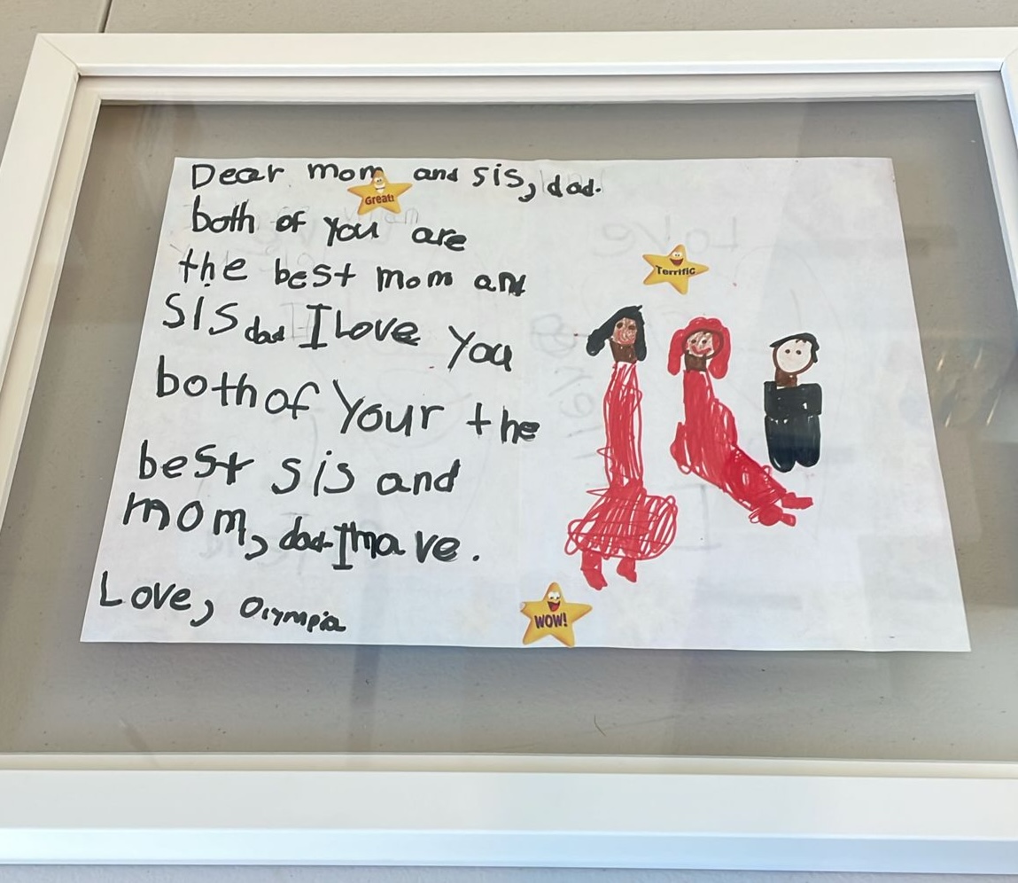 This made me laugh so hard, I had to get it framed. I'm not mad that she clearly added me after the fact, but I am mad she drew me so damn small.