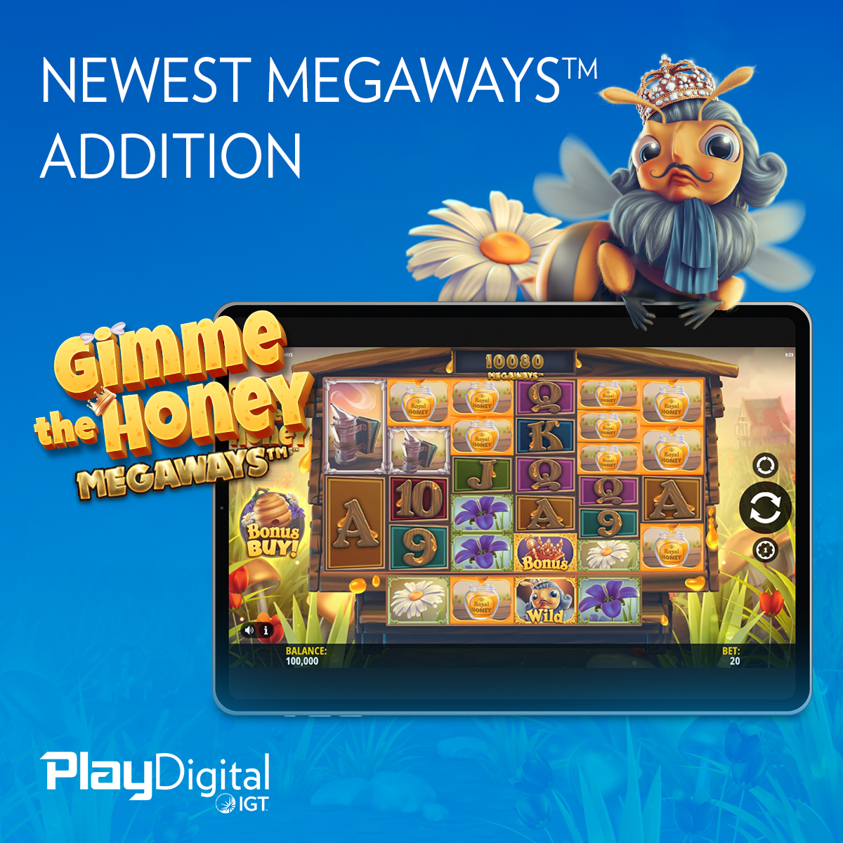IGTPlayDigital's tweet photo. Elevate your casino offering with the latest addition to our Megaways portfolio - Gimme the Honey Megaways – coming to Ontario on May 29! Will your players bee lucky? Learn more or try the demo at https://t.co/pdFo8Iw82E

#Slots #Megaways #PlayDigital #Casino #iGaming #OnlineGame https://t.co/zNIPCNnWG1