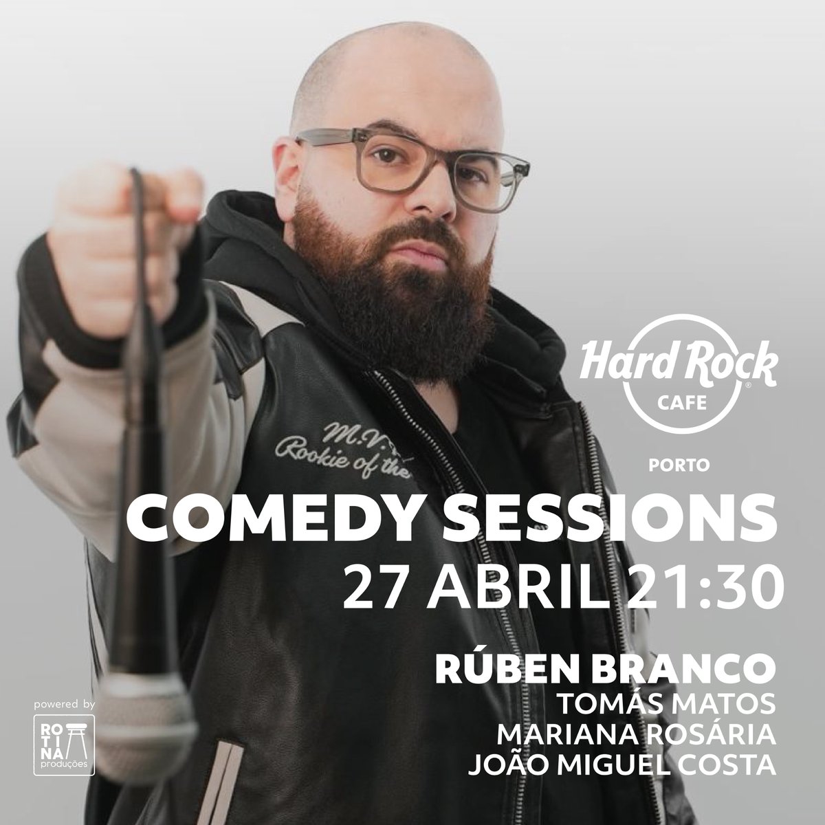 hrcporto's tweet photo. O Hard Rock Cafe Porto, em parceria com a Rotina Produções, apresenta as Comedy Sessions.
De quinze em quinze dias, aos sábados, sobem ao palco comediantes consagrados e em ascensão, num ambiente festivo e descontraído
A primeira sessão é já no dia 27 de abril, pelas 21h30. https://t.co/Shw1LW89WH