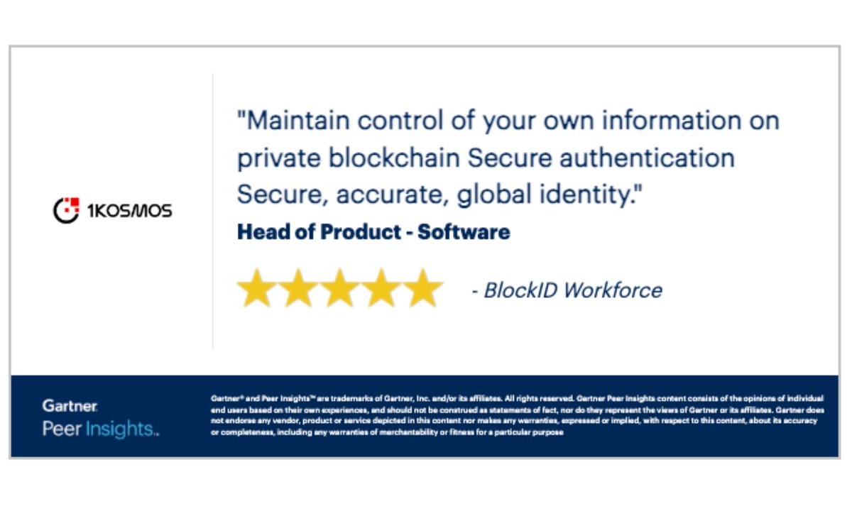 Head  of Product in the Software Industry gives BlockID Workforce 5/5 Rating in Gartner Peer Insights™ User Authentication Market. Read the full review here: gtnr.io/Wqc9wKZo4 #gartnerpeerinsights