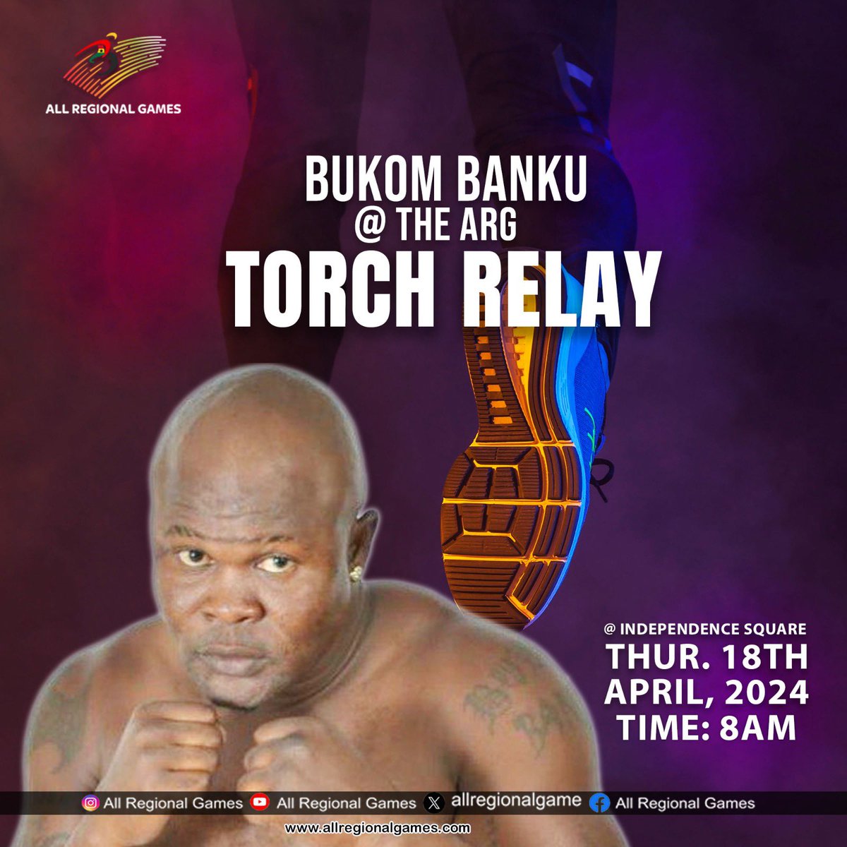 The flame of competition is ignited! The ever supportive Bukuom will be at the All Regional Games torch relay float light up the streets tomorrow! #GetHype #TorchRelay #Ghana 🇬🇭
