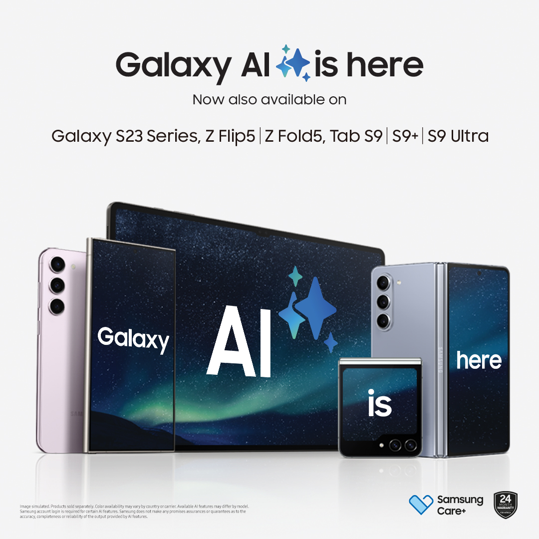 #GalaxyAI is here! ✨ Unleash your creativity, up your productivity and unlock a world of new possibilities. Simply update your software to One UI 6.1 and explore #GalaxyAI features. Learn More: spr.ly/6011bGdqB Ts and Cs apply. #GalaxyAI #EpicJustLikeThat