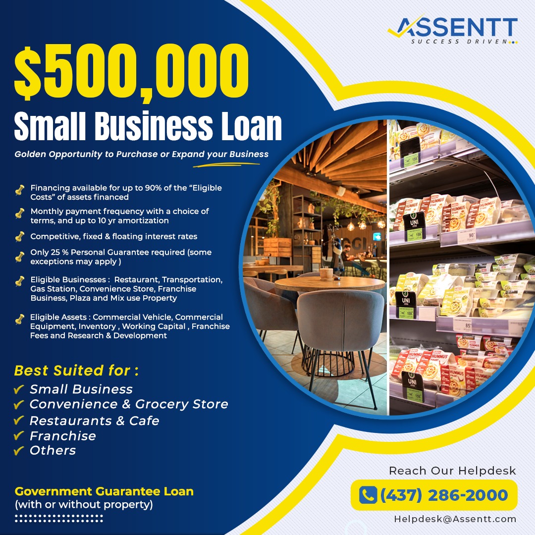 💲500,000 Small Business Loan available Now 📣

Whatever is your need, Small Business Loan Program is the key.

#CPA #BALBIRSINGHSAINI #ASSENTT #5starreview  #businessplan #taxday2023 #corporationtax #accounting #Personaltax #tax #business #loan #smallbusiness #financialfuture