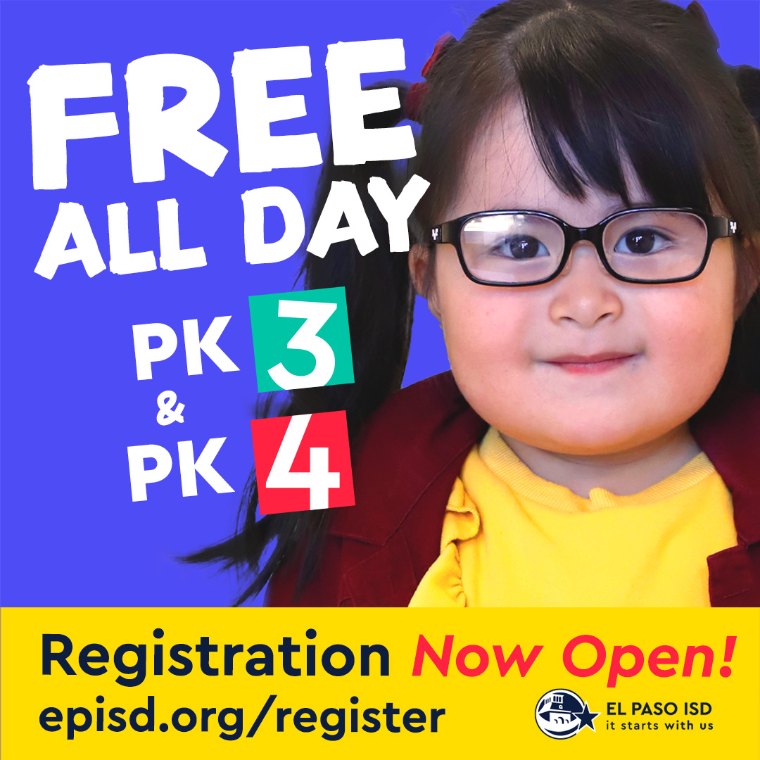 🌟Registration for El Paso ISD’s 2024-2025 academic year is now open!🌟 El Paso ISD offers Dual Language and STEAM curriculum for all El Paso County children as young as 3 years old. Full-day Pre-K is available! Learn more ➡️ episd.org/register #ItStartsWithUs