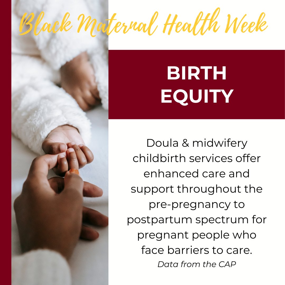 #BirthEquity is the assurance of the conditions of optimal births for all people with a willingness to address racial and social inequalities in a sustained effort (defined AAFP) #Doula & #midwifery childbirth services can provide optimal care and support for parents. #BMHW24