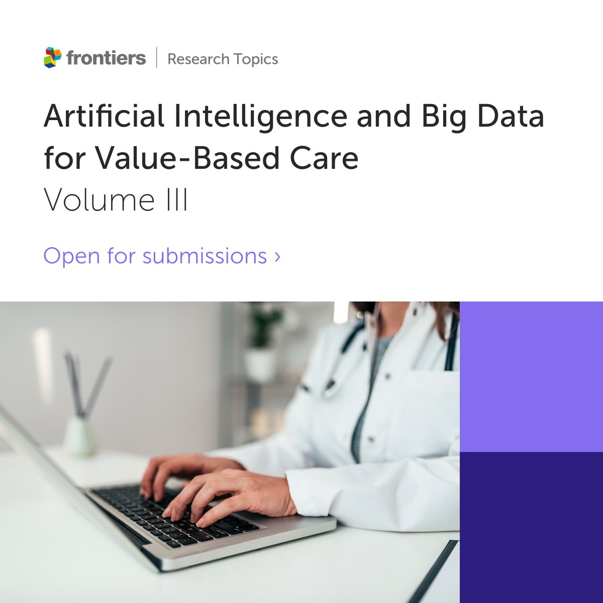 📢 Call for papers! Submissions are open for 'Artificial Intelligence and Big Data for Value-Based Care - Volume III' Edited by Md. Mohaimenul Islam and Ming-Chin Lin Contribute or find out more ➡️ fro.ntiers.in/62940