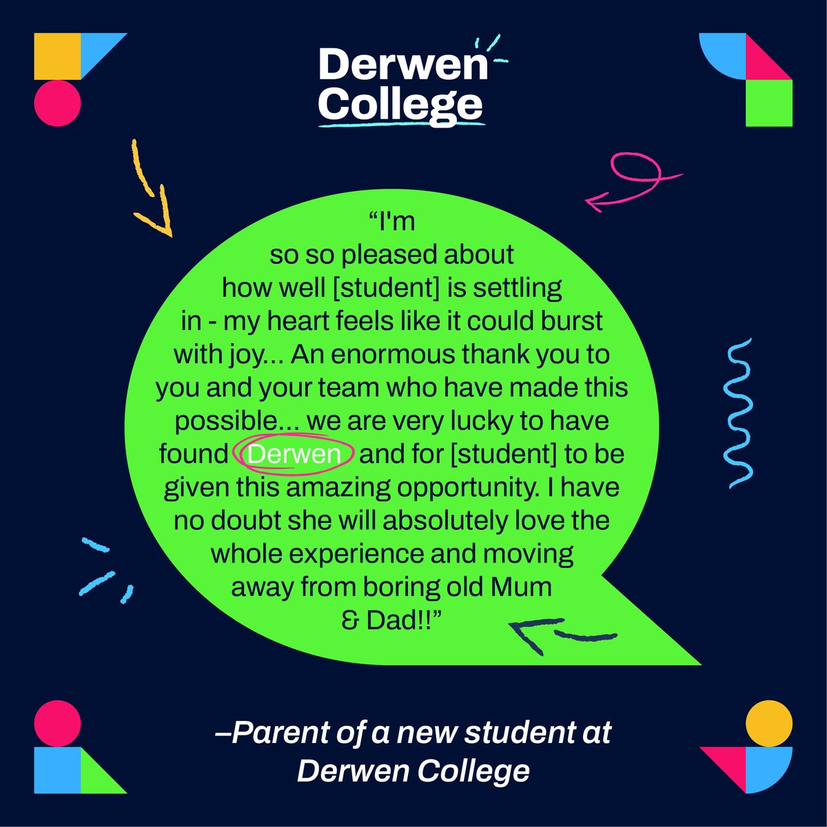 We continue Celebrating Social Care this month & would like to share feedback from parents about how their young person has been supported by Derwen College staff #DerwenCollege #CelebratingSocialCare #shropshire #APlaceOfPossibility @skillsforcare