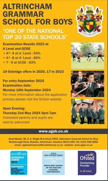 We warmly invite you to attend our annual Open Evening on Thursday 2nd May between 5pm-7pm where you will have the opportunity to meet our students, staff and view our facilities. #AGSB