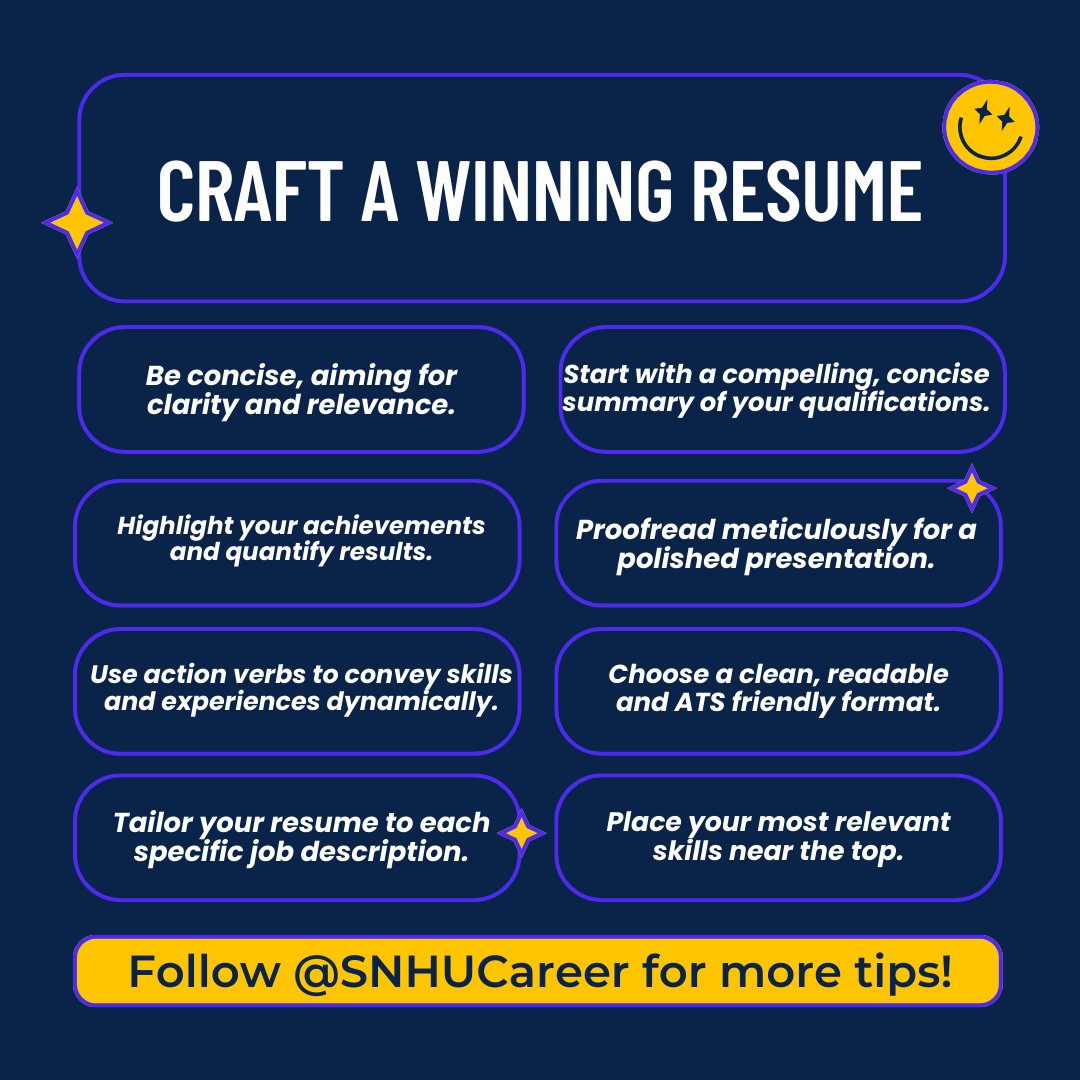 SNHU learners have free access to SkillsFirst, a tool to help you create a compelling resume and cover letter. You can choose from professionally designed, ATS-compliant templates. Be sure to use your SNHU email address to gain access. Register: skillsfirst.com/organizations/…