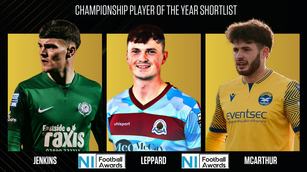 Bangor's mercurial playmaker Scott McArthur, Institute's commanding defender Shaun Leppard and Dundela's deadly striker Jordan Jenkins have all been nominated for Championship Player of the Year