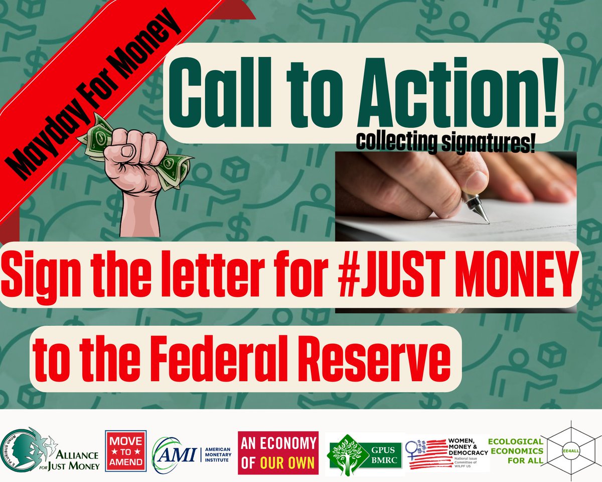 AllianceJust's tweet photo. Take action!
1. Sign the letter! https://t.co/7u7BZLb86Q 
2. Take part in Mayday for Money events https://t.co/FYeAtGeMnM may 17th-19th
3. #democratizemoney #economicjustice #sustainableEconomics #ecologicaleconomics :) https://t.co/DFY8Y96yuF