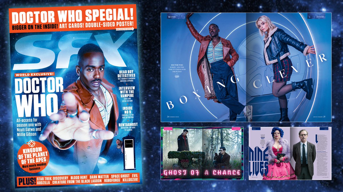 Ncuti Gatwa is on the cover of SFX 378, which comes with a double-sided Doctor Who poster and two art cards! Also inside: Dead Boy Detectives, Kingdom Of The Planet Of The Apes, Inside No 9, Rentaghost & more. More info: gamesradar.com/uk/sfx-magazin… Buy online: magazinesdirect.com/az-single-issu…