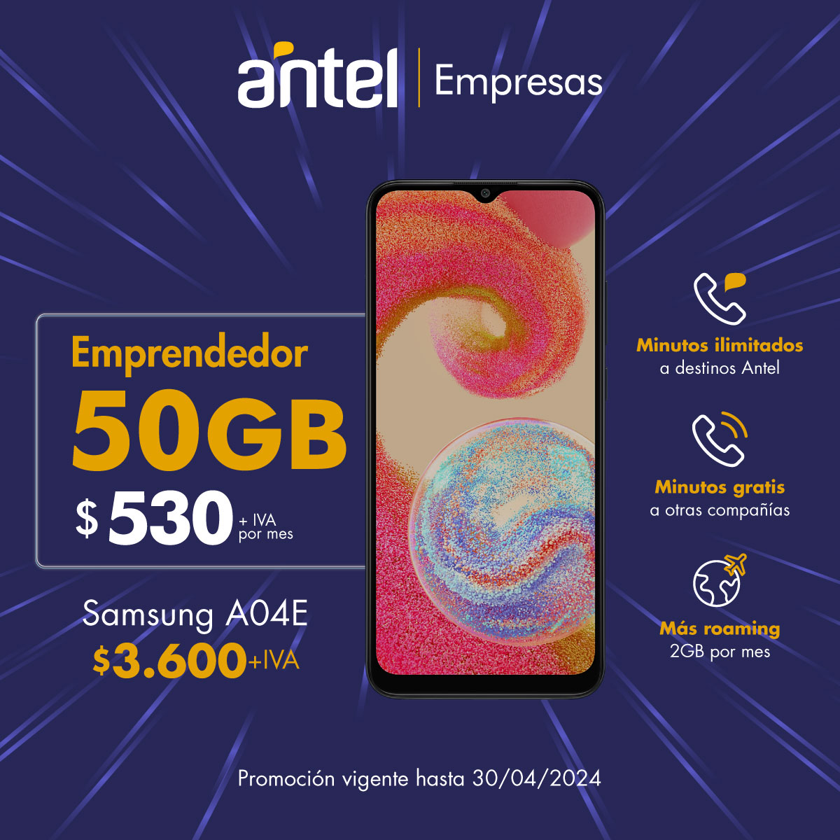 Antel es el socio ideal para hacer crecer tu negocio. 😉🚀 ¡Si tenés una empresa, tenés que tener Antel! Conocé más en 👉🔗 bit.ly/50GIGASantel. #SocioDeTuNegocio #Emprendedor