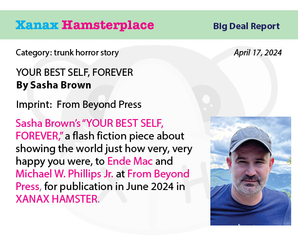 Up next in issue number one of XANAX HAMSTER, Sasha Brown (@dantonsix) with his story 'Your Best Self, Forever'!