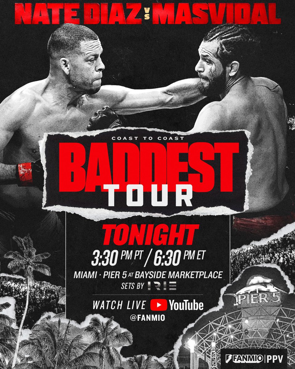 Are you not entertained? New York showed out for the two baddest in the game. Miami stop TONIGHT 6:30p ET | Fanmio YouTube #DiazMasvidal #NateDiaz #JorgeMasvidal