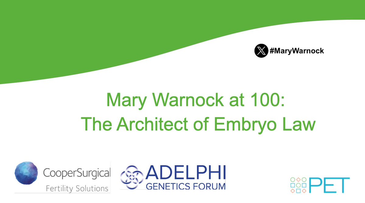Welcome to tonight's PET event: 'Mary Warnock at 100: The Architect of Embryo Law'. Follow the discussion over the next two hours using the hashtag #marywarnock