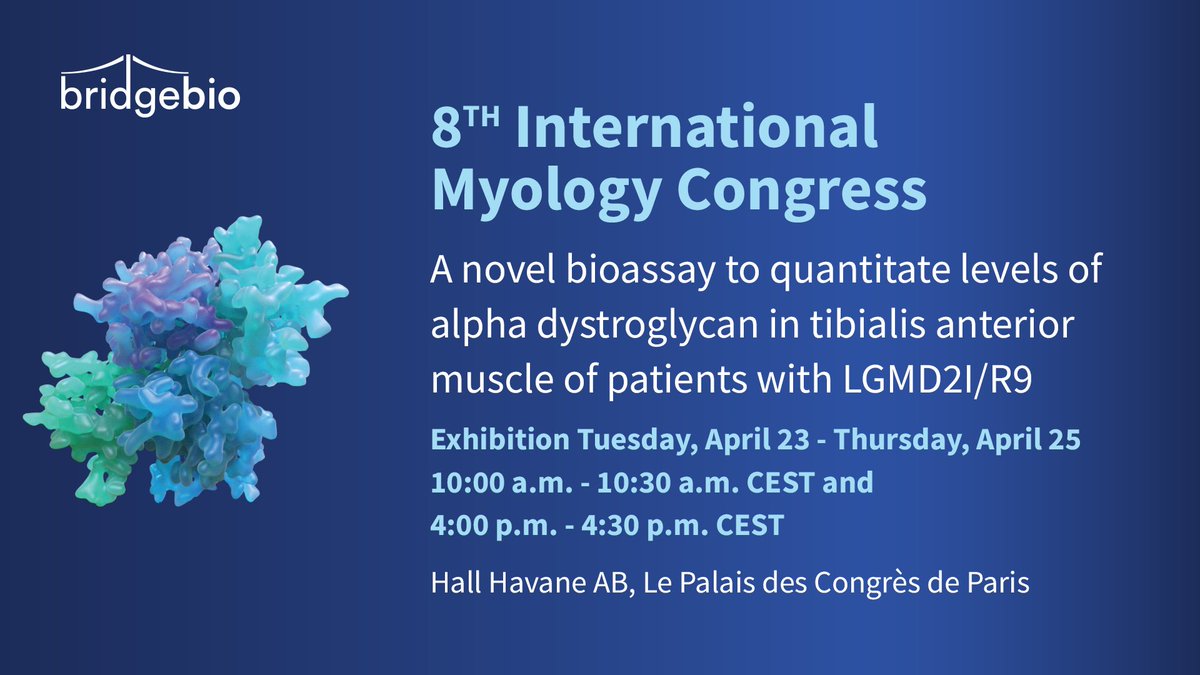 Our team will be at the @Myology2024 Conference to present our novel bioassay measurement for alpha-dystroglycan, including Phase 2 and natural history data for our limb-girdle muscular dystrophy type 2I/R9 (LGMD2I / R9) program. bit.ly/43Z2CUx