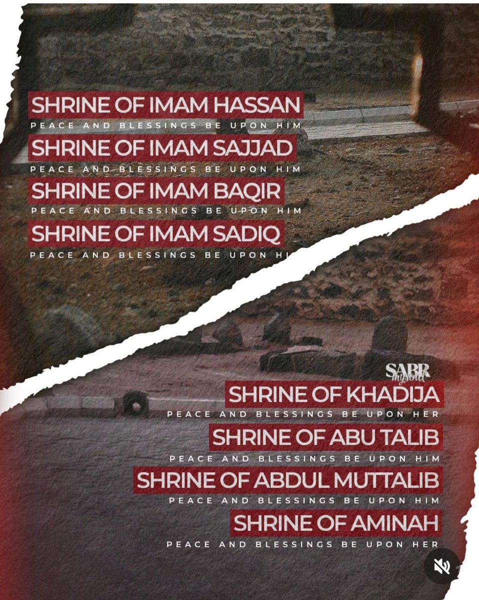 rahilmanji1's tweet photo. Behind beautiful green dome of King of heaven in Madina there is a destroyed grave of his princess in the lap of #JannatulBaqi, still deprived of her rights So sorrowful! No mourners r allowed to visit nor 1 can shed a tear of sympathy 4 her beside it Broken heart
#RebuildBaqi https://t.co/fsaopjKjdp