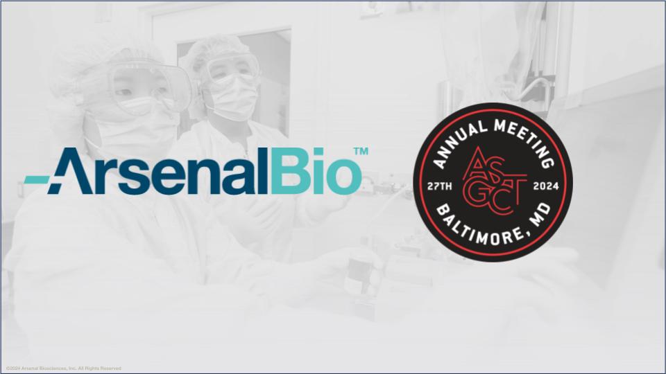 Arsenal Biosciences will present 4 posters at the upcoming #ASGCT2024 in Baltimore May 7-10, highlighting our portfolio of #celltherapies in development including #AB1015 and #AB2100, which are being studied as potential treatments for #ovariancancer and #kidneycancer,