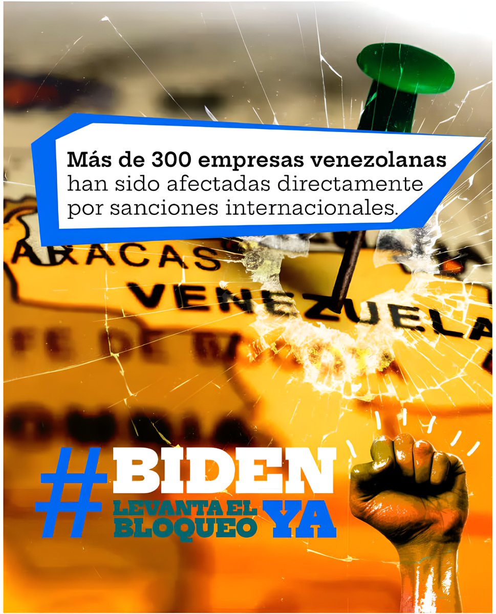 #17Abr Más de 300 empresas venezolanas han sido afectadas directamente por las sanciones internacionales. #BidenLevantaElBloqueoYa