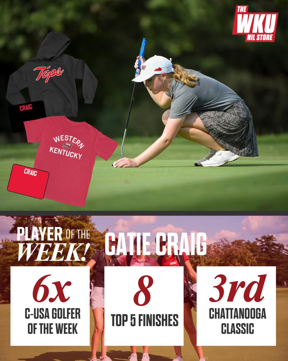 CATIE CRAIG is on 🔥🔥🔥 Super deserving POTW! DO NOT FORGET TO SHOP HER STORE TO REP THE 🐐 Shop🔗: wku.nil.store/collections/ca… #GoTops