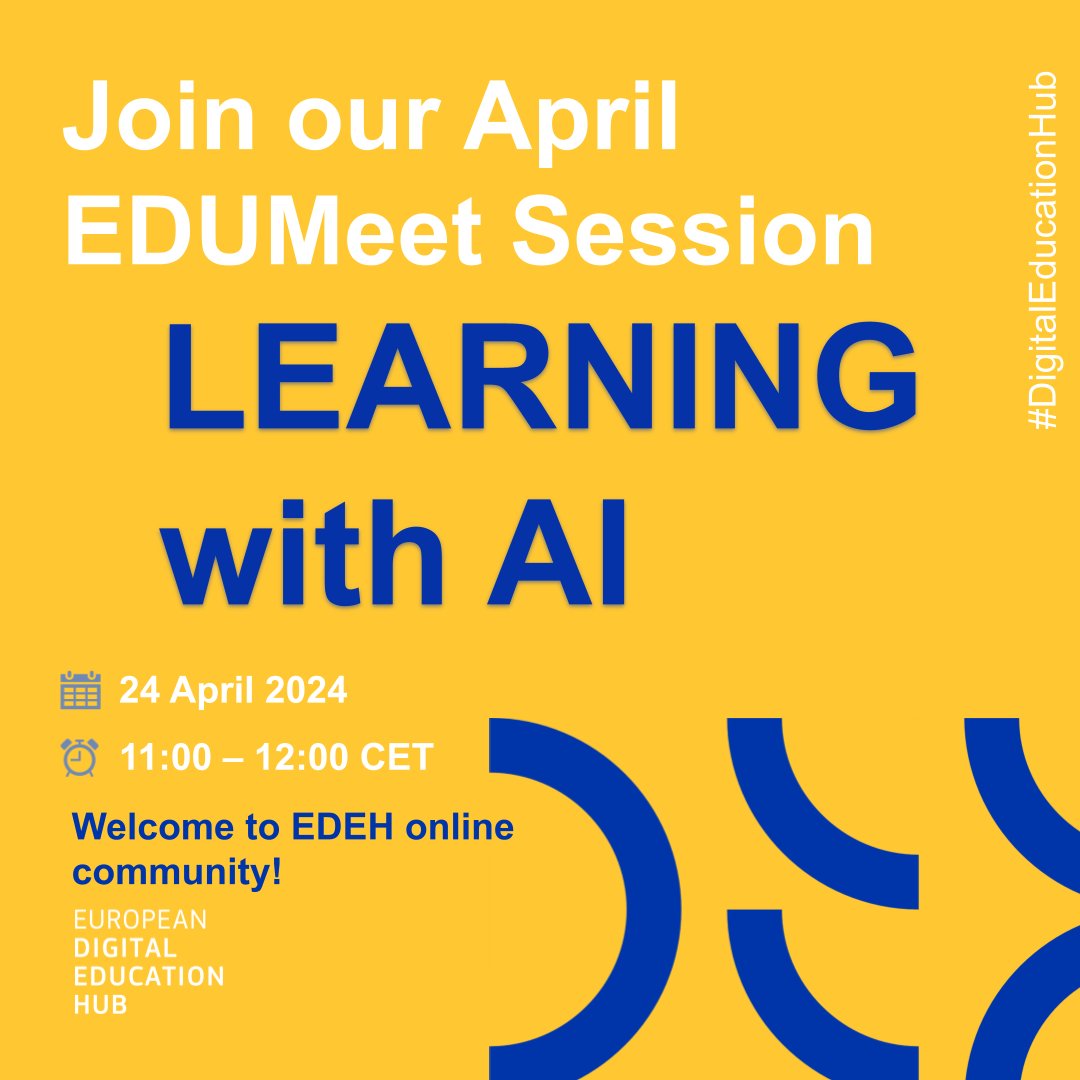 💬 Seeking fresh perspectives on digital education? Join our #EduMeet sessions & be part of a vibrant community of educators. Share challenges & ideas, receive valuable feedback from fellow professionals. Let's drive positive change in #education! 🔗 ec.europa.eu/eusurvey/runne…