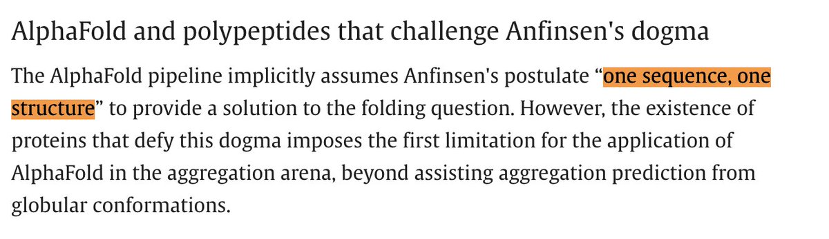 From the perspective of performance, AlphaFold2 (and this dogma) have cracked the likely structure of various proteins. However, it is well-accepted that this dogma may not hold true for all proteins. 

The low-hanging fruit was picked. Some problems remain.